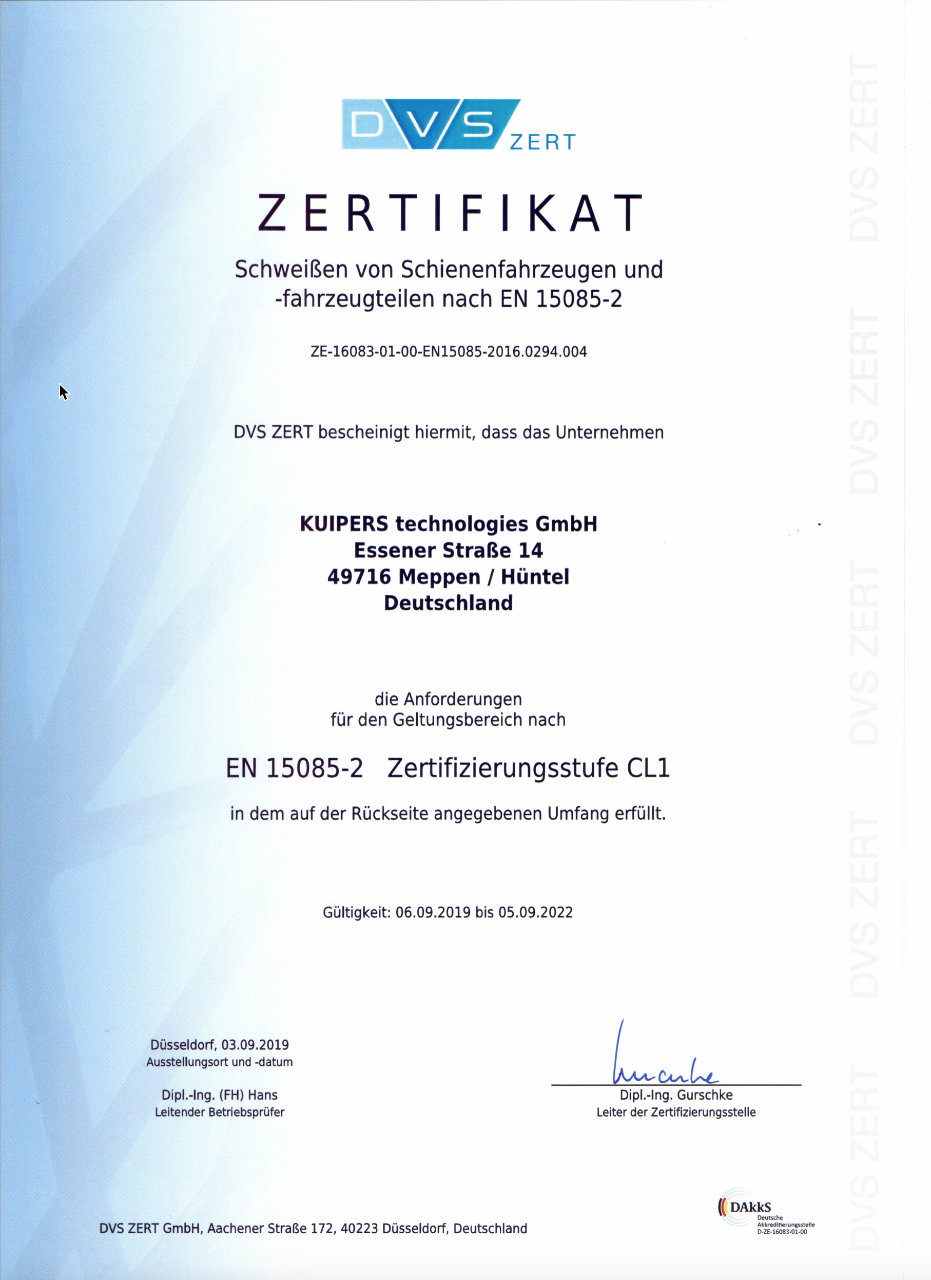 Zertifikat_Kuipers_technologies_EN15085-2_Schweißen_Schienenfahrzeugen
